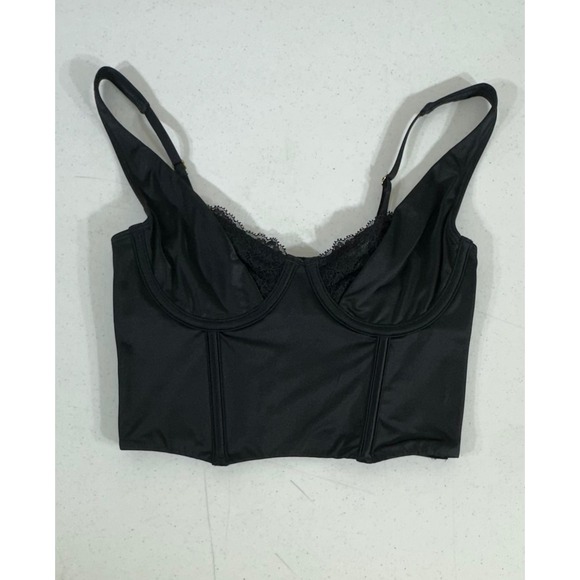 Abercrombie & Fitch Black Lace Satin Balconette Corset Bustier Top Size XS New - Picture 2 of 10